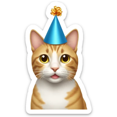 Cat with birthday hat  sticker