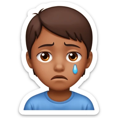 kid with brown clear skin sad hurt sticker