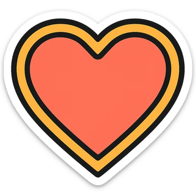 playful modern heart icon with color outline sticker