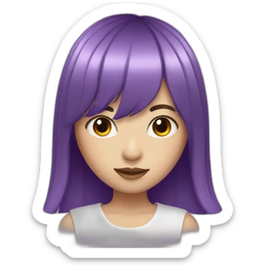 Purple hair girl with bangs and white skin sticker