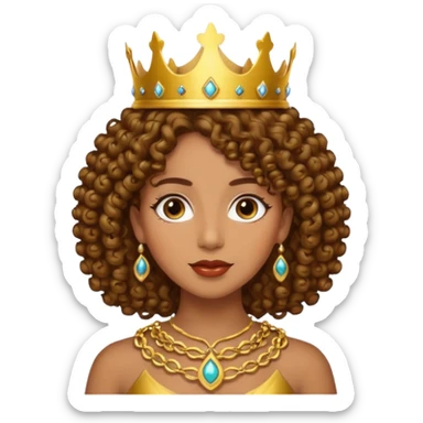 Chica piel morena con cabello rizado 👩🏽‍🦱 con corona 👸🏽 sticker
