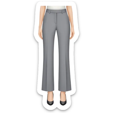 petite gray wide leg tailored pants for women, shorter length, ankle length, for short height woman, dress trousers, only the garment on white background sticker