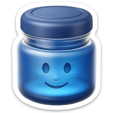 small rounded jar with deep blue or purple matte finish and matching lid, nighttime use, compact elegant shape, slightly frosted or opaque, no label, no hand, no extras, soft lighting, subtle shadows, emoji scale sticker