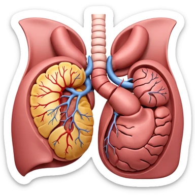 A highly detailed 3D anatomical model of the stomach of a human, including but not exclusive to the intestines, stomach, kidneys etc. Medical illustration style, realistic lighting, neutral background, hyper-detailed, scientific accuracy, 8K resolution sticker