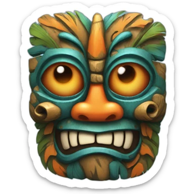 Tiki with colors blue and orange-butterfly-tornado-fun-love-eyelasch sticker