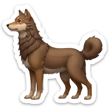 Brown wolf side profile full body facing left  sticker
