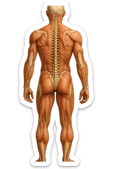 fai un immagine identica che riguarda un esercizio ma mettigli spina dorsale e muscoli in evidenza (anatomica) con colori naturali di un corpo umano. falla iperrealistica anatomica in 4k con spina dorsale storta in evidenza sticker