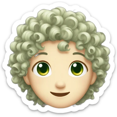 anime curly hair green eyes giggle sticker
