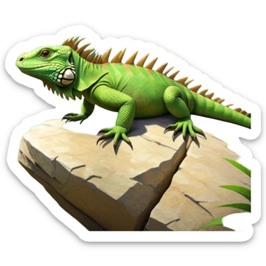 cinematic-iguana-realistic-full-body-basking-emoji,-long-scaly-body-stretched-out-on-a-sunlit-rock,-spiny-ridge-running-down-its-back,-textured-green-and-brown-skin-dappled-with-light,-sharp-intelligent-eyes-studying-the-surroundings,-long-tail-draped-over-the-stone,-simplified-yet-realistic-focused-features,-highly-detailed,-glowing-with-a-warm-tropical-glow

 sticker