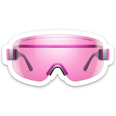 pink tinted shield visor glasses, frameless Y2K style, one continuous lens, futuristic sticker