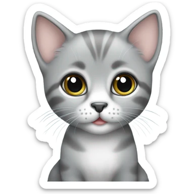 Cute big eyed grey kitten sticker