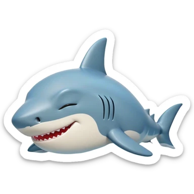 Meme-Worthy Cute Sleeping Shark Portrait Emoji, Head resting peacefully with a contented smile, showcasing a powerful, sleek build and a luxuriously soft streamlined body, eyes shut in a serene, restful drift, Simplified yet hilariously adorable features, highly detailed, glowing with a soft, drowsy light, high shine, relaxed and utterly lovable, stylized with an air of playful laziness, bright and heartwarming, soft glowing outline, capturing the essence of a comically sleepy shark, so meme‐worthy it feels like it could instantly become the next viral sensation of adorable oceanic slumber! sticker