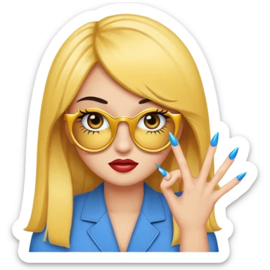 Girlboss emoji with exaggerated lashes and nails sticker