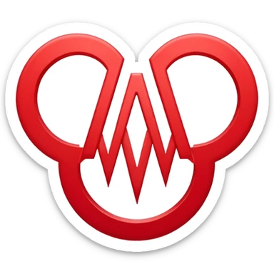 Minimalistic logo for MedSignal, sleek red pulse forming the letters 'AI' inside a smooth geometric shape, glowing red accents, clean white background, no black, conveying high-tech healthcare and AI technology sticker