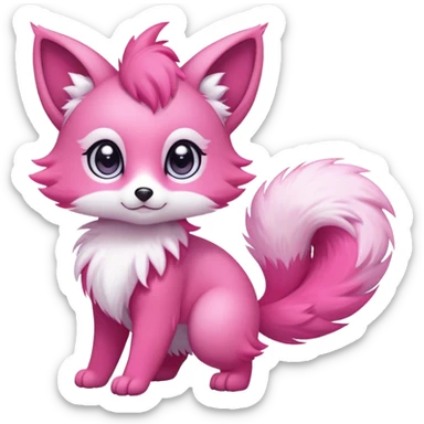 Kawaii bright pink fantasy ethereal anthro fursona Fakemon with tufted tail  sticker
