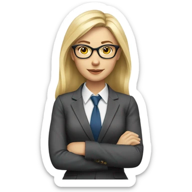 Pretty Caucasian blonde woman with glasses in a suit working  sticker