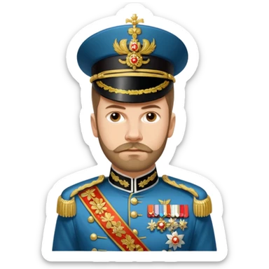 Nicholas II, Russian tsar, ornate military dress, sash sticker