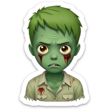 a super cute zombie green with shirt, look sad but not danger

 sticker
