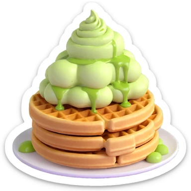 matcha ice cream on a stack of waffles sticker