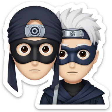 Guy with white skin with obito mask trendy  black captain mask sticker