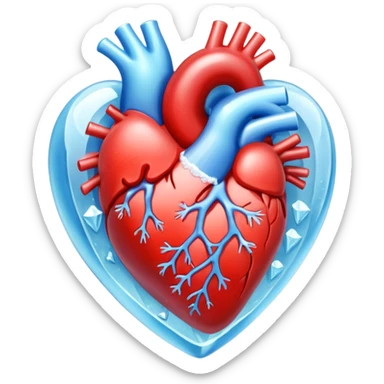 Organ heart fully composed of ice.  sticker