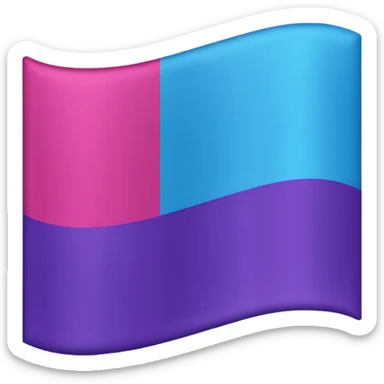 I want a flag, I want the first stripe at the top of the flag to be pink 🩷. I want The middle stripe to be the color purple 💜. And finally the bottom stripe I want the color blue 💙. Only those three colors in that exact order, pink, purple, blue. Make the colors more vibrant. No white. sticker