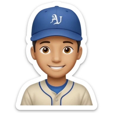 smiling boy JetSetFly in baseball cap sticker