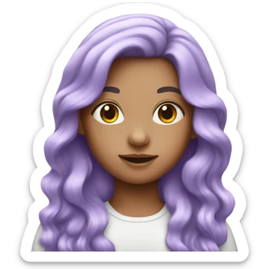 Girl with lavender long hair  sticker
