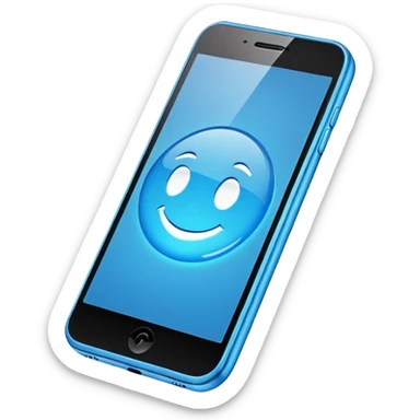 mobile phone emoji, modern smartphone, bright blue sticker