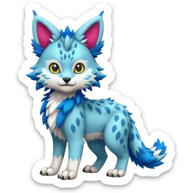 Colorful tropical kawaii cute Lynx-Trico-Sergal-Wolf-Vernid-Fakémon-Pokémon-creature (full body) sticker