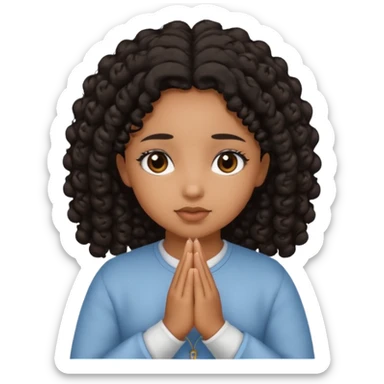 brown girl praying curls black hair and eyes sticker