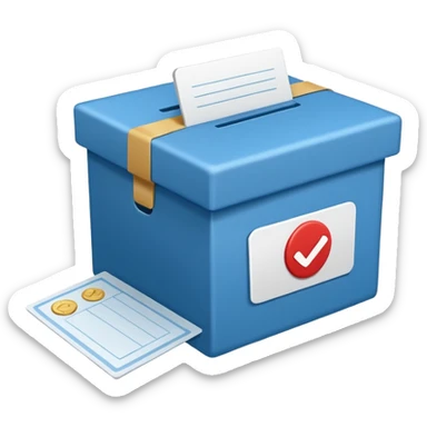 A paper blue box with a check in side sticker