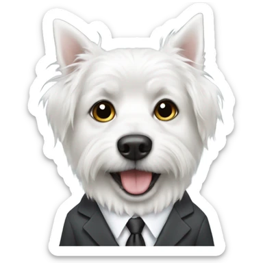 White dog wearing a suit sticker