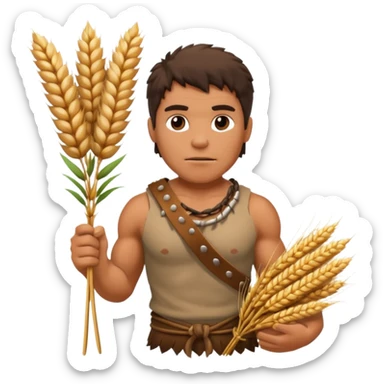 Stone age man  with Wheat Bundle sticker