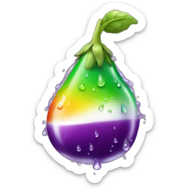 eggplant water drops and lgbt flag sticker