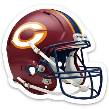 Washington commanders, football helmet facing Chicago Bears football helmet sticker