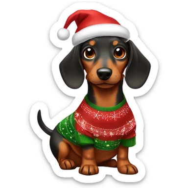 a daschund with cute christmas outfit sticker