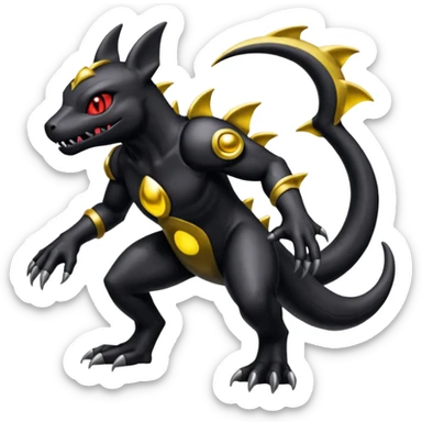 Shiny Evil Dusknoir-Salandit-Umbreon-Fakémon-hybrid-creature (full body)  sticker
