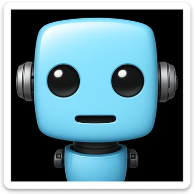 Change the pink color of the cute robot to light blue #b0f2f8, keep the rest the same, in apple emoji style. sticker