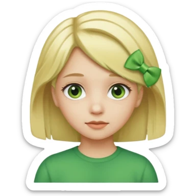  girl with blonde hair and green color hairclip sticker