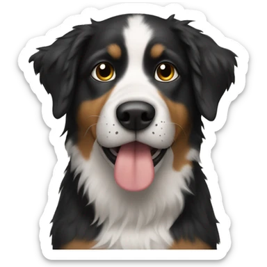 Now the dog is all sticky. He must ask his owner for a bath before dark.  sticker