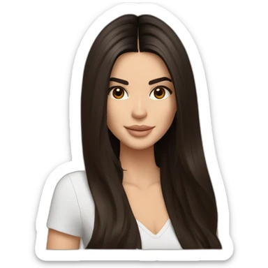 brunette Kendall Jenner with long hair holding iPad sticker