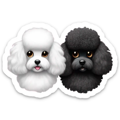 Black poodle and white Maltese with Valentines  sticker