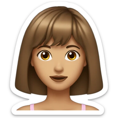 beautiful woman long brown hair with bangs, brown eyes tan skin sticker
