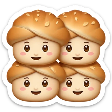 Friendly brötchen emoji avatar, cute and minimalistic style, warm eyes and gentle smile, flat design, soft shapes, clean modern look, highly recognizable at small sizes, centered composition, transparent or solid background, app icon quality. sticker