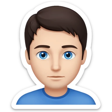 homme yeux bleu azur cheveux brun foncé sticker