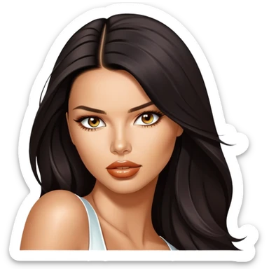 Adriana Lima, beautiful Brazilian supermodel with long dark hair and striking features sticker