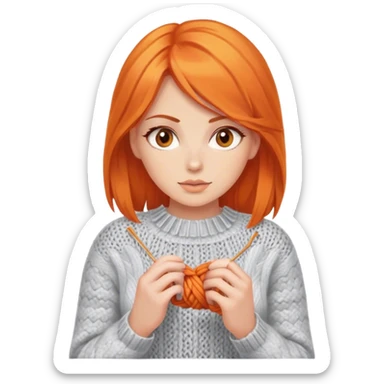 beautiful orange hair woman with brown eyes knitting sweater  sticker