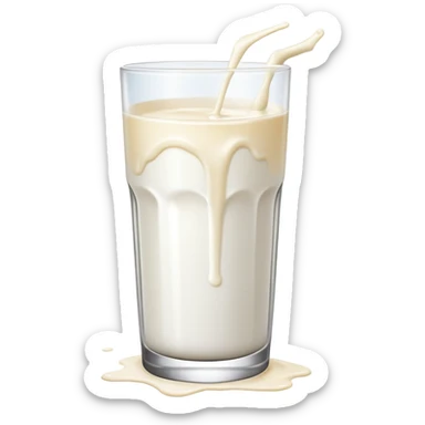 A glass of spilling overfilled milk sticker