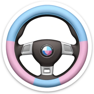 steering wheel with transgender pride flag colors, fluffy sticker